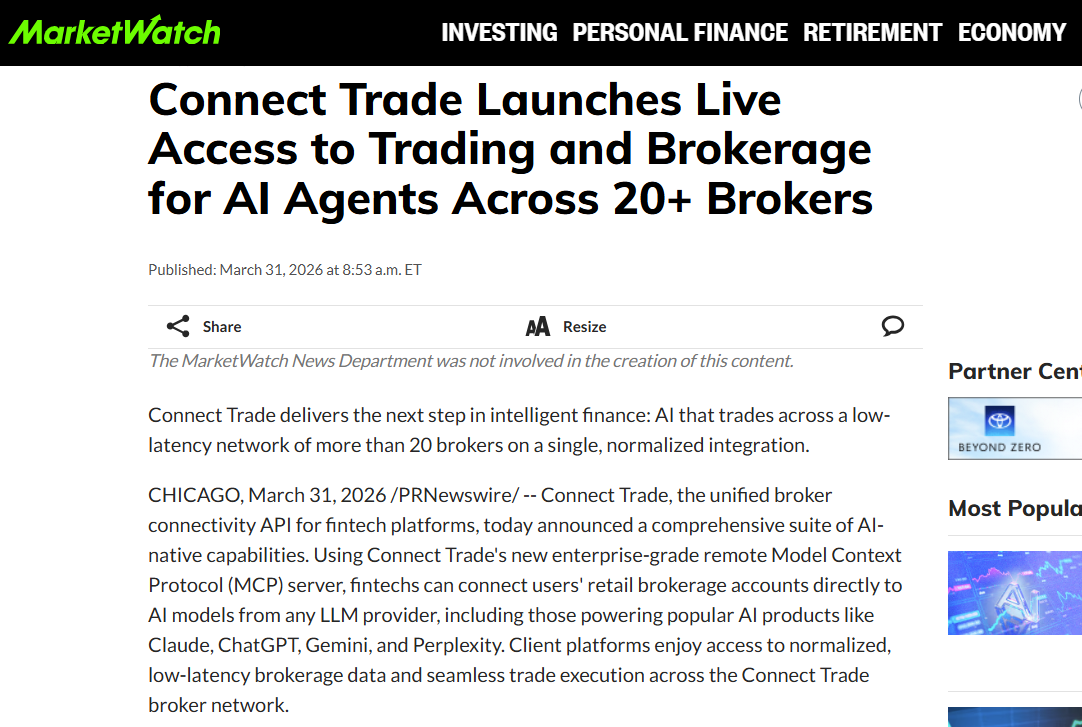 Thanks to MarketWatch for picking up our launch